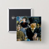 Edouard Manet - Bij de Cafe Vierkante Button 5,1 Cm (Voorkant /achterkant)