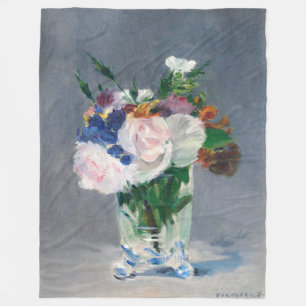 Edouard Manet - Bloemen in een kristallen vaas Fleece Deken