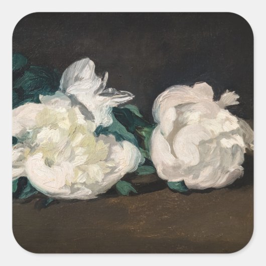 Edouard Manet - Branch of White Peonies, Secateurs Vierkante Sticker (Voorkant)