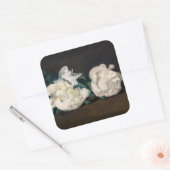 Edouard Manet - Branch of White Peonies, Secateurs Vierkante Sticker (Envelop)