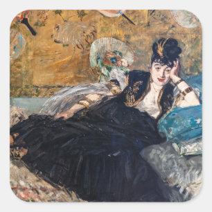 Edouard Manet - Dame met ventilatoren Vierkante Sticker