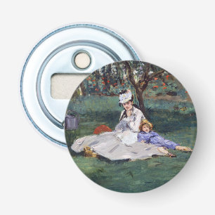 Edouard Manet - De familie Monet in hun tuin Button Flesopener