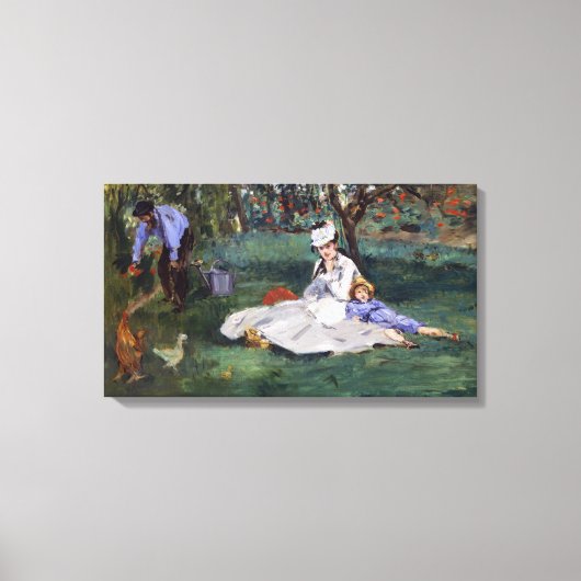 Edouard Manet - De familie Monet in hun tuin Canvas Afdruk (Voorkant)