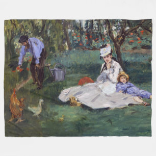 Edouard Manet - De familie Monet in hun tuin Fleece Deken