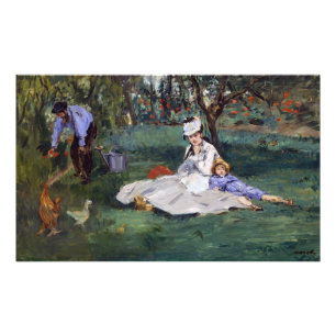 Edouard Manet - De familie Monet in hun tuin Foto Afdruk