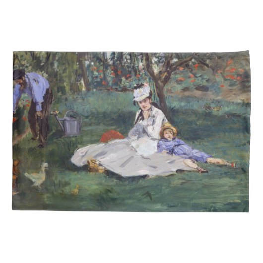Edouard Manet - De familie Monet in hun tuin Kussensloop (Achterkant)