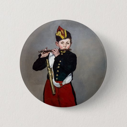 Edouard Manet - De Fifer/Young Flutist Ronde Button 5,7 Cm (Voorkant)