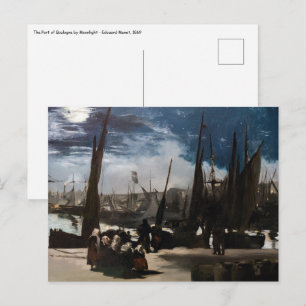 Edouard Manet - De haven van Boulogne bij maanlich Briefkaart