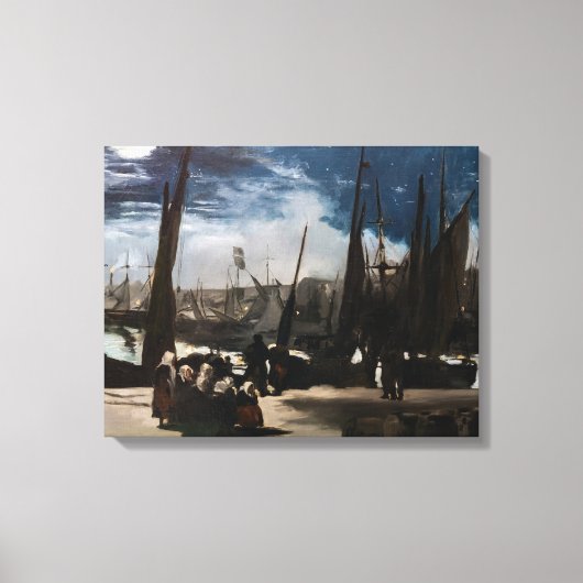 Edouard Manet - De haven van Boulogne bij maanlich Canvas Afdruk (Voorkant)