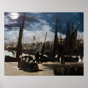 Edouard Manet - De haven van Boulogne bij maanlich Poster
