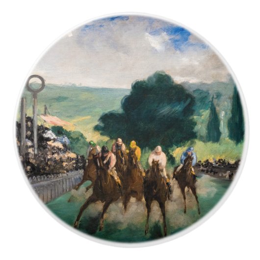 Edouard Manet - De Reizen bij Longchamp Keramische Knop (Voorkant)