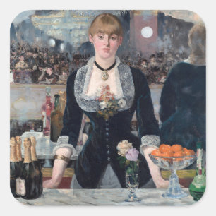 Edouard Manet - Een bar in de Folies-Bergere Vierkante Sticker
