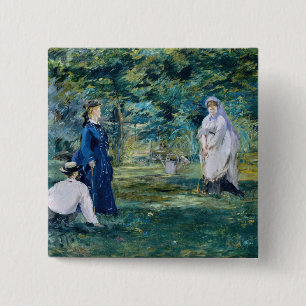 Edouard Manet - Een spel van Croquet Vierkante Button 5,1 Cm