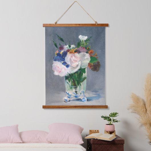 Edouard Manet - Flowers in een kristalvet Hangend Wandkleed (Slaapkamer)