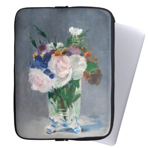 Edouard Manet - Flowers in een kristalvet Laptop Sleeve