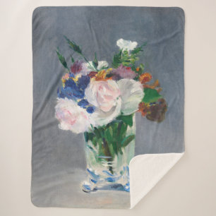Edouard Manet - Flowers in een kristalvet Sherpa Deken