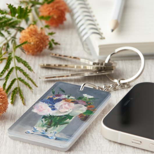Edouard Manet - Flowers in een kristalvet Sleutelhanger (Voorkant Rechts)