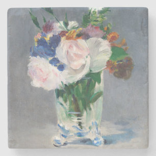 Edouard Manet - Flowers in een kristalvet Stenen Onderzetter