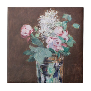 Edouard Manet - Flowers in een kristalvet Tegeltje