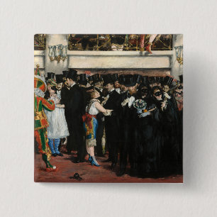 Edouard Manet - Gemaskerde bal bij de opera Vierkante Button 5,1 Cm