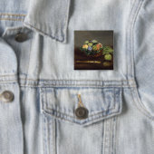 Edouard Manet - mandje vruchten Vierkante Button 5,1 Cm (In situ)