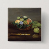 Edouard Manet - mandje vruchten Vierkante Button 5,1 Cm (Voorkant)
