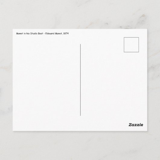 Edouard Manet - Monet in zijn atelierboot Briefkaart (Achterkant)
