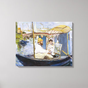 Edouard Manet - Monet in zijn Studio Boat Canvas Afdruk
