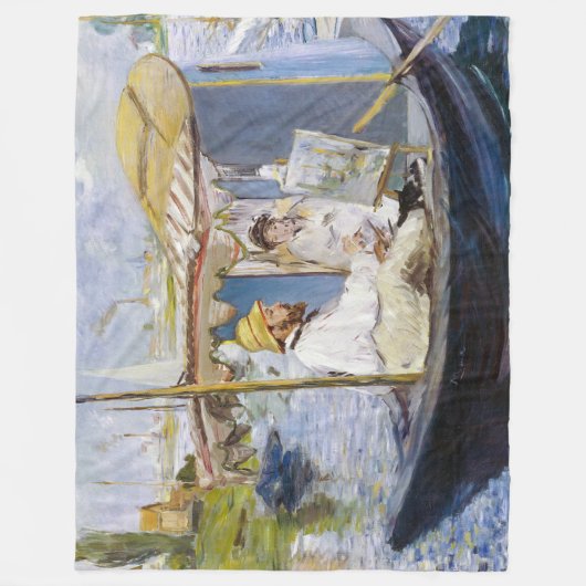 Edouard Manet - Monet in zijn Studio Boat Fleece Deken (Voorkant)