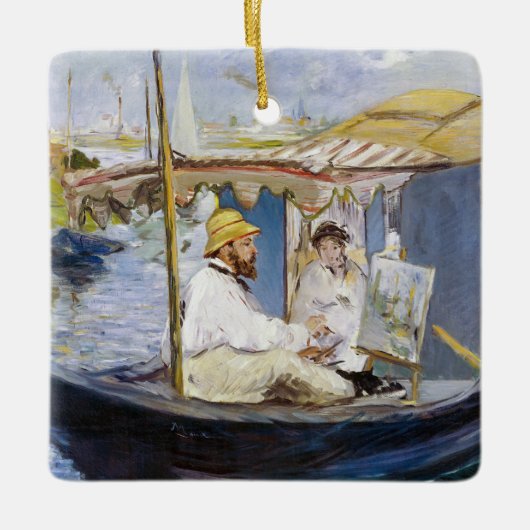 Edouard Manet - Monet in zijn Studio Boat Keramisch Ornament (Voorkant)