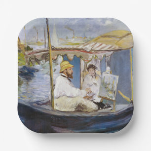 Edouard Manet - Monet in zijn Studio Boat Papieren Bordje