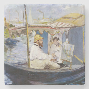 Edouard Manet - Monet in zijn Studio Boat Stenen Onderzetter
