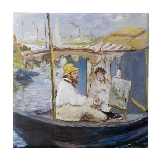 Edouard Manet - Monet in zijn Studio Boat Tegeltje (Voorkant)