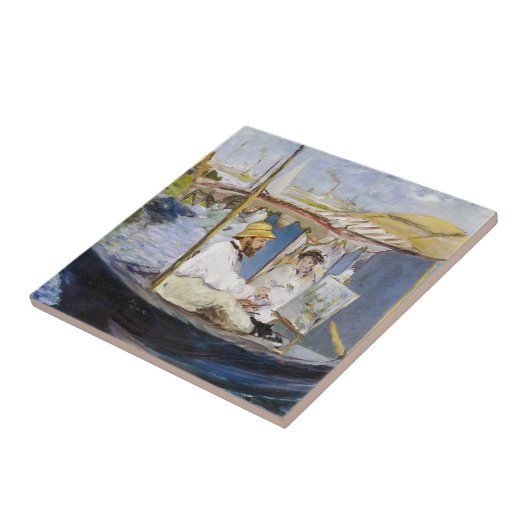 Edouard Manet - Monet in zijn Studio Boat Tegeltje (Zijkant)