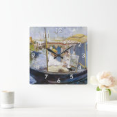 Edouard Manet - Monet in zijn Studio Boat Vierkante Klok (Huis)