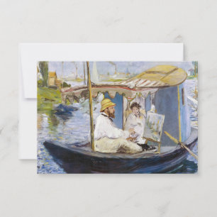 Edouard Manet - Monet in zijn studioboot Bedankkaart