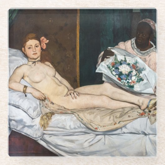 Edouard Manet - Olympia Glazen Onderzetter (Voorkant)
