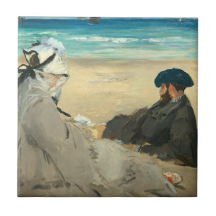 Edouard Manet - Op het strand Tegeltje