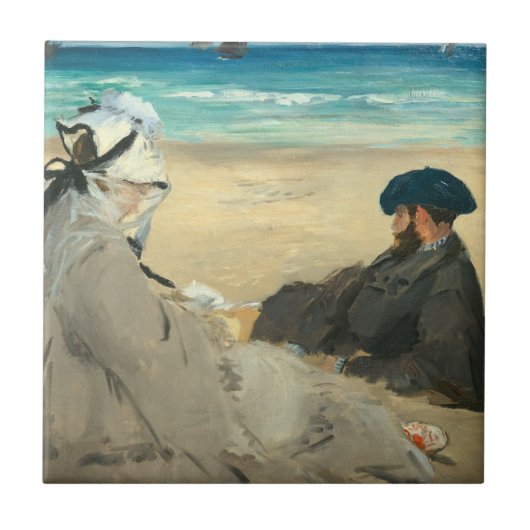 Edouard Manet - Op strand Tegeltje (Voorkant)