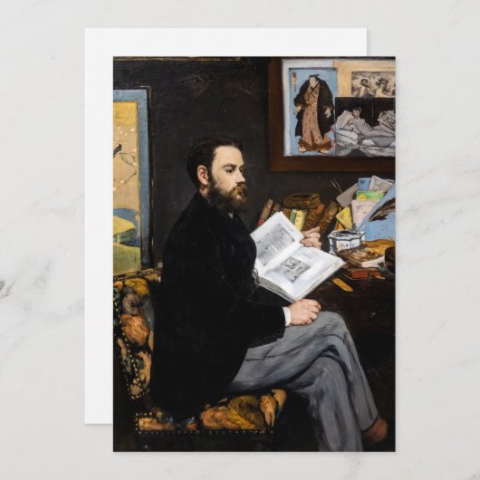 Edouard Manet - Portret van Emile Zola Bedankkaart (Voorkant / Achterkant)