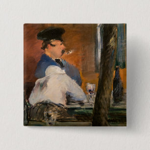 Edouard Manet - The Bar, Le Bouchon Vierkante Button 5,1 Cm