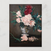Edouard Manet - Vaas met Pioenrozen op een Klein V Briefkaart (Voorkant)