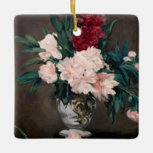 Edouard Manet - Vaas met Pioenrozen op een Klein V Keramisch Ornament