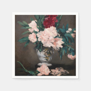 Edouard Manet - Vaas met Pioenrozen op een Klein V Servet