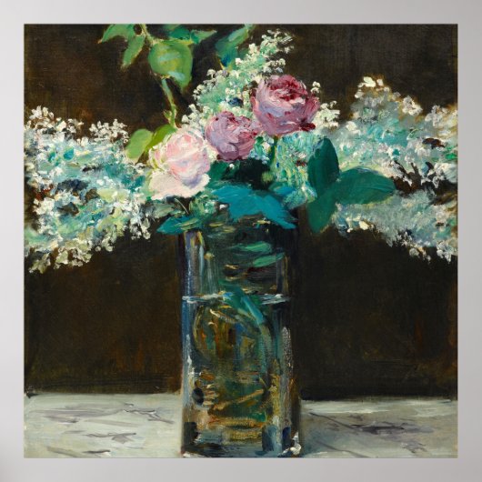 Edouard Manet Vase of White Lilacs and Rozen Poster (Voorkant)