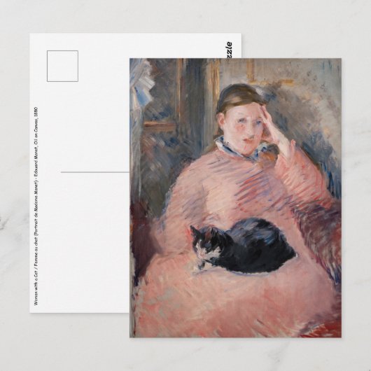 Edouard Manet - Vrouw met een kat Briefkaart (Voorkant / Achterkant)