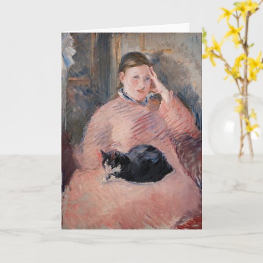Edouard Manet - Vrouw met een kat Kaart (Gele Bloem)