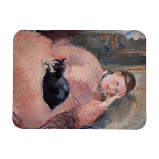 Edouard Manet - Vrouw met een kat Magneet (Horizontaal)