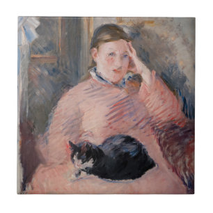 Edouard Manet - Vrouw met een kat Tegeltje