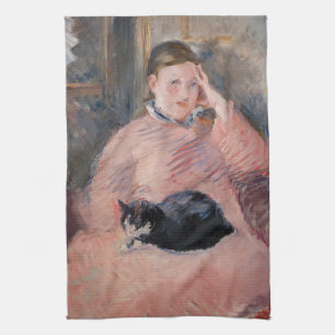 Edouard Manet - Vrouw met een kat Theedoek